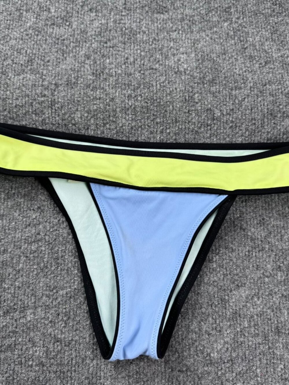 Victoria's Secret Bikini Bottom Medium Blue Yellow Black Trim Cheeky Swim M